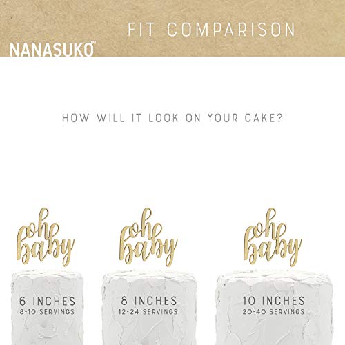 Nanasuko Baby Shower Cake Topper - Oh Baby - Double Sided Gold Glitter - Premium Quality Made In Usa #TOP2
