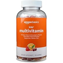 Amazon Basics Kids Multivitamin Gummies, Cherry, Strawberry & Orange Flavors, 190 Count Previously Solimo