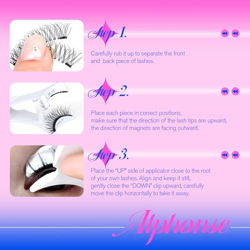 Alphonse Reusable Magnetic Eyelashes Without Eyeliner Cat Eye Magnetic Lashes With Clamp Natural Glueless False Eyelashes With Applicator Alphonse Pestañas Postizas Magneticas thumb #6