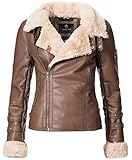 bikerjacke damen schwarz leder PASSFORM: Formschön taillierter Schnitt, super Länge bis zur Hüfte, macht eine schöne Figur, Ärmelenden mit stylischem Kunstfell
