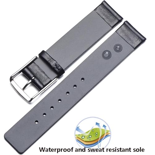 Bracelet montre cuir véritable noir motif bambou 22mm style chic pour montres CK