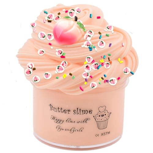 Peach Butter Slime 7OZ Kids Party Favors, 200ML Premade Butter Slime Christmas Toys for Boys & Girls Birthday Toy