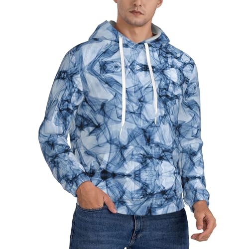 Sweat à capuche bleu foncé motif marbre original et confortable avec poche