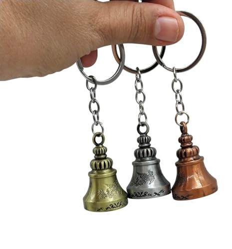 Image of Classic Antique Tibetan Temple Bell Shaped Keyring for Gift Gaurdian bell for Car Bike Bags Metal Key ring Key Chain Bag Charm Gift