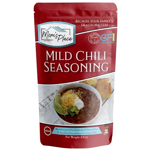 Mom's Place Gluten-Free Mild Chili Seasoning Mix, Soy Free, Dairy Free, Corn Free & Vegan,16 Servings, 2.0 Oz.