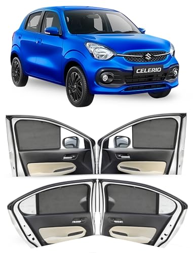 Image of Autofact Car Sunshades for Maruti Celerio (2022 to 2025), UV Protection, Useful Car Accessories, Custom fit Sun Shades for Side Windows, Set of 4
