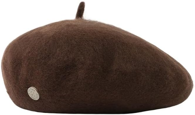 Woolen Beret, Vintage Women's Autumn and Winter, high-end Fashion, Versatile Painter's hat (Coffee Color)