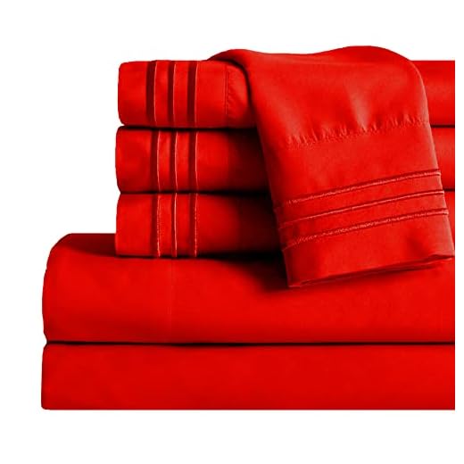 Mocassi Queen Sheet Set - Luxury Hotel 1800 Premier Bedding Sheets & Pillowcases - Ultra Soft Breathable & Cooling Bed Sheets - Deep Pocket - Wrinkle Resistant - 6 Piece Set - Queen, Red