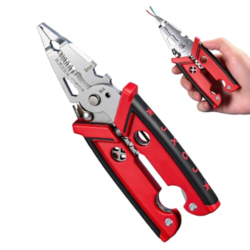 Image of Serplex 18-in-1 Wire Stripper Tool, Cr-V Steel Electrical Wire Stripping, Cutting & Crimping Pliers with Built-in Wrench, Cable Cutter /Crimper, Utility Cutter All-in-One Electrician Tool
