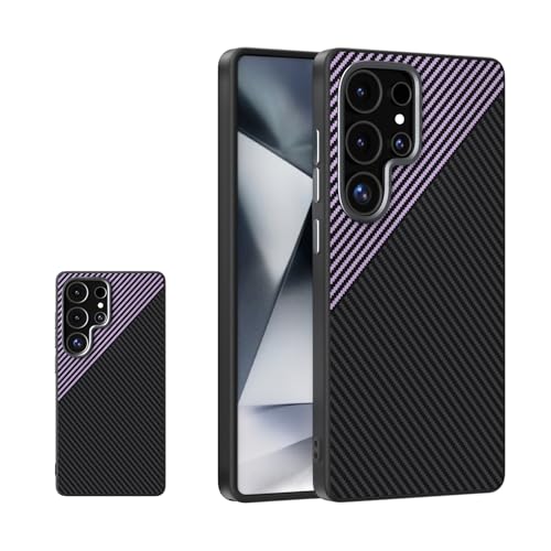 Coque Samsung S25 Ultra effet fibre de carbone étui en TPU premium texturé violet