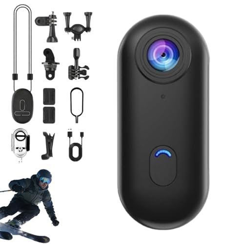 Varnock Motorcycle Camera HD Action Camera HD Mini Wearable Body Adventure Action Cameras for Cycling Pet Walking and Outdoors Activities (Black 4K)