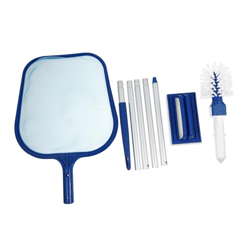 BAZEITFLOW Kit de Nettoyage Piscine Professionnel avec Épuisette à Mailles Fines et Brosse Murale Tige Sections pour Débris Surface et Fond Adapté Sol et Enterrées