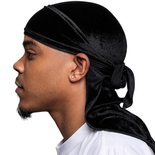 Veeta Superior Velvet Durag - Soft Velvet Durags for Men & Women, Long Double Wide Straps, Silky Durag Liner, Triple Stitched