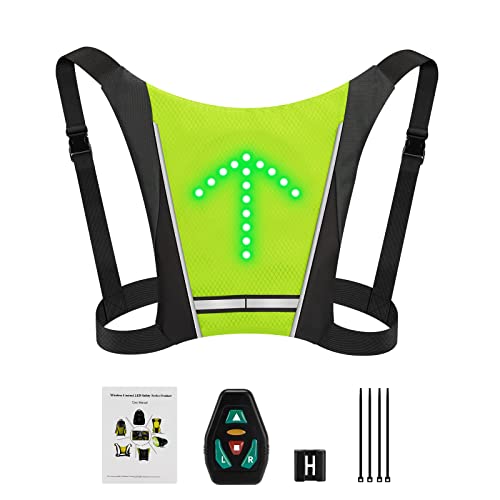 Topnaca Gilet indicatori di Direzione Ricaricabile USB con Telecomando, Gilet Riflettente a LED Installazione Facile, Bicicletta Spia di Sicurezza per Ciclismo, Correre, Camminare, Fare Jogging