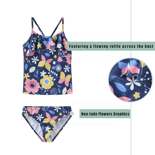 Image of Girls Two Piece Swimsuits Tankini Bathing Suit for Kids Hawaiian Swimwear Set 3-16 Years