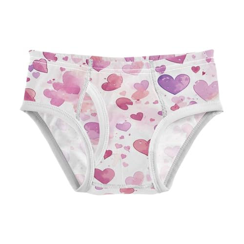 Hearts Pink Purple Watercolor Little Boys Cotton Kids Underwear Breathable Undies