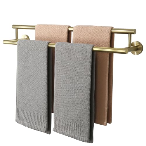 Alise Double Bath Towel Bars,20 Inch Towel Racks for Bathroom Wall Mounted,SUS304 Stainless Steel Towel Holder,Space-Saving Towel Hanger,Modern Decor Towel Rod,Brushed Gold Towel Rail,GYT6902-500-G