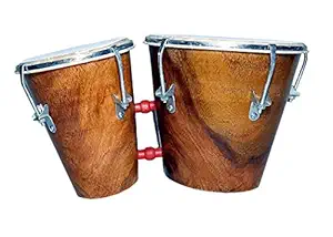 GT manufacturers Professional Two Piece Hand Made Wooden Bango Drum (Brown-7 Inches)