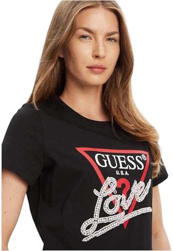Guess Para Mujer. W5YI40I3Z14 Camiseta Triangulo Con Perlas Negro (M), Casual, PoliéSter, Manga Corta - 5