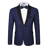 MAGE MALE Men's Tuxedo Jacket Slim Fit One Button Solid Shawl Lapel Blazer Jacket for Dinner,Prom,Party
