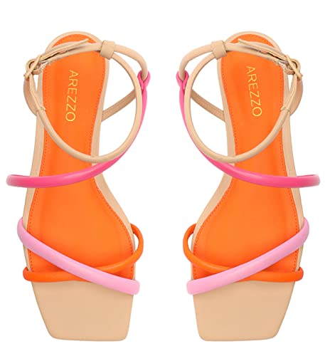 Arezzo Women's Cris Strappy Flat Sandal, Multicolor, Size 9 #TOP4