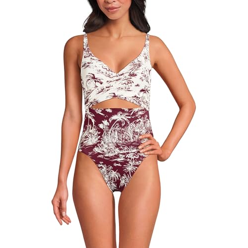 Lands' End Women's Wrap Monokini High Leg One Piece Swimsuit