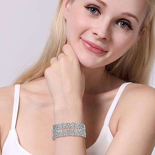 Miniatura 3 de EVER FAITH Pulsera elástica de cristal austríaco con corazón Art Deco para mujer, transparente