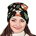 Fashion Beanie Hats with Adjustable Band Oversized Hat Cap Soft Touch Windproof Headwear Skull Cap for Skating Travel, Multifunctions Scarf Hat, Red Mushroom Green Leaves Flowers Floral Fox Black