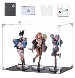 COOLTAKU フィギュアケース UVカット アクリル マグネット式 磁石付き前扉 積み重ね強化 コレクションケース より堅固 組み立て式 アクリルケース ディスプレイケース 防汚れ 手袋 クリーニング クロス付き フィギュア収納 内寸 (幅40×奥行25×高さ30cm, 台座黒)