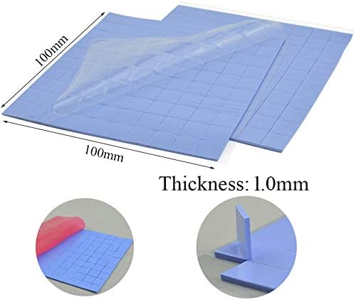 Kalolary Soft Thermal Conductive Silicone Pad-2 Pcs High Performance Double Side Tapes Heatsink Cooling Silicone Pad for GPU/CPU/VGA/IC/LED Heat Dissipation (100mmx100mmx1mm+100mmx100mmx2mm)