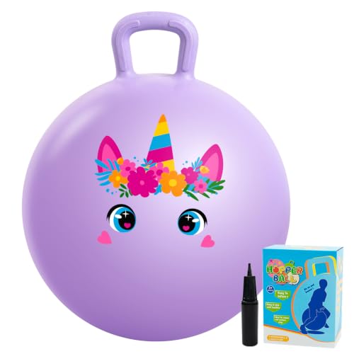 INPODAK 45cm Einhorn Hüpfball für Kinder von 3 bis 8 Jahre mit Pumpe