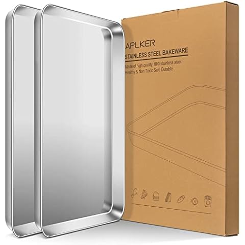 APLKER Backblech, Edelstahl Kuchenblech 2er Set Cover