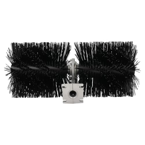 TuiLesoung Bristle Brush Couple Shaft Attachment, 21.6' Width Broom Head Sweeper, Rolling 9 Teeth Stiff Bristles Broom Head for Cleaning Driveway Grass Snow Removal (Head Only)
