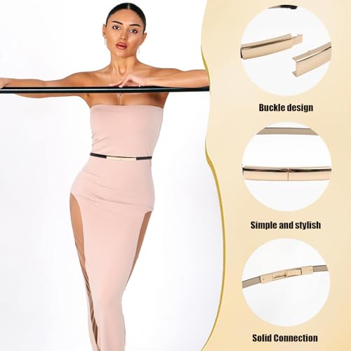 Gold Belts for Women, Extendable Women Waist Belt with Gold Buckle, Skinny Belts for Dresses Western3