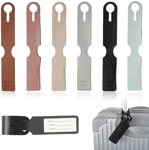 6 Pieces Luggage Identifier, PU Leather Travel Suitcase Tag, Lugg...