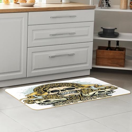 Alfombrillas de cocina lavables para pasillo y cuarto de lavado VAPOKF con calaveras 7