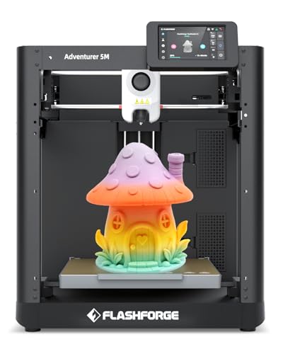 FLASHFORGE FLASHFORGE Adventurer 5M 3D Printer High Speed Max 600mm/s with Auto Leveling, 3-Second Nozzle Change, 220×220×220mm Printing, 280°C Direct Drive for Kids/Beginners/Home