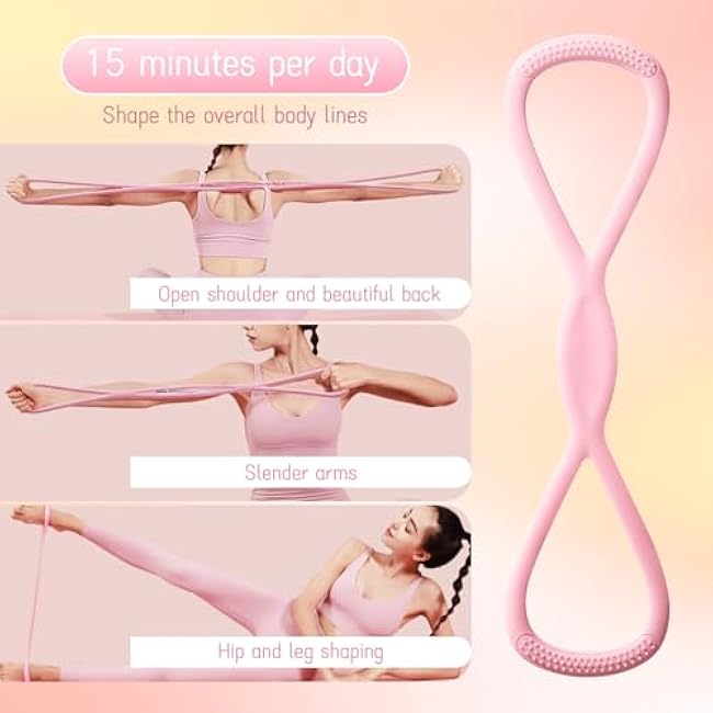 Figure 8 Resistance Band, Figure 8 Resistance Bands for Women Men, 15 lbs Keep Resistance BandFigure 8 for Working Out, Arm, Back, Fullbody Yoga Pulling Rope, Elastic Stretch Bands