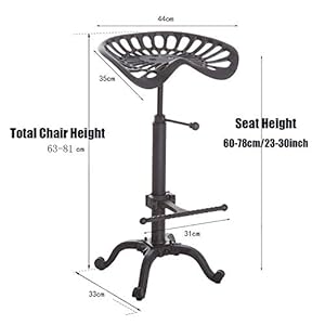 Industrial Bar Stool-Swivel Tractor Seat-Kitchen Dining Counter Chair-Extra Pub Height- Adjustable 24.8-31"-Iron Cast Design Industrial Bar Stool Swivel Tractor Seat Kitchen Dining Counter Chair Extra Pub Height Adjustable 248 31 Iron Cast Design