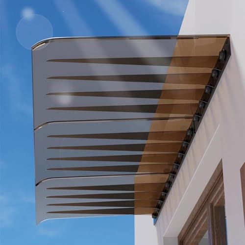 Toldo invisible de policarbonato de 3 mm de grosor, protección contra la lluvia UV para puerta, porche, patio y ventana (marrón, 50 x 40 cm)