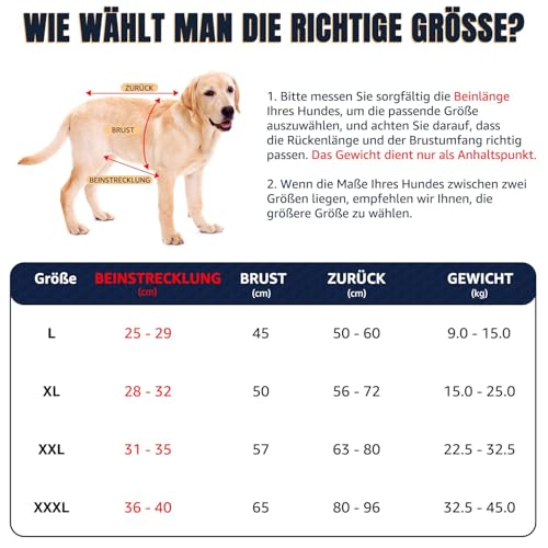 SlowTon Hundetragegeschirr für große Hunde - Vollkörper-Hundsitztrage mit verstellbaren Gurten und Kontrollgriff, atmungsaktiver Unterstützung Rucksack für ältere, verletzte