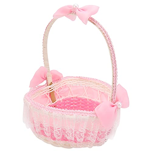 ABOOFAN De Mariage Panier Panier Cadeau avec Dentelle Panier Kit Utiliser De Baptême De Mariage De Naissance Ou Un Anniversaire Cadeau Rose