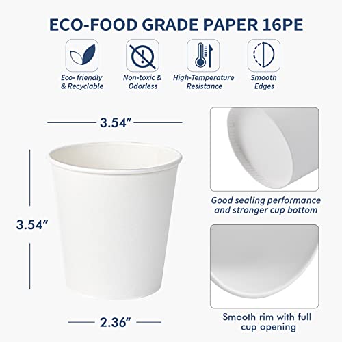 Turbo Bee 10 oz Disposable Coffee Paper Cups,270 Pack Hot Drinking Cups,White Paper Party Cups