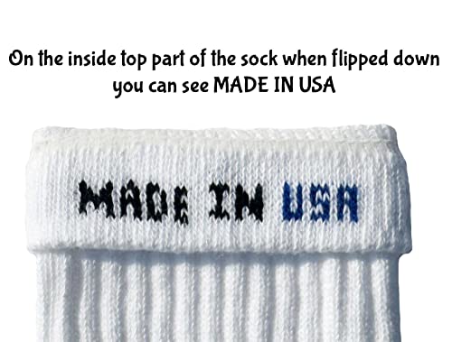 American Made Mid Calf White Tube Socks with Gold-Maroon stripes style 3 for Women, Men, and all Individuals3