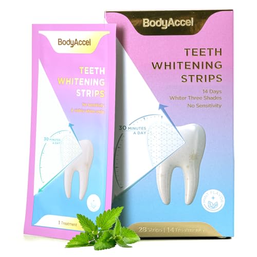 Image of BodyAccel Teeth Whitening Strips, 7 /14 Day Treatments, White Strips for Teeth Whitening, Residue-Free, Enamel Safe, Intensive Whitening, Rinse-Free (28 Count)
