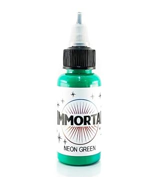 Immortal Tattoo Ink NEON Green 1/2-oz Bottles -Tattoo Supplies-