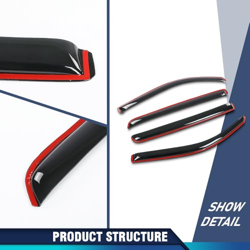 Image of PIT66 in-Channel Ventvisor Window Deflectors and Sun Visors 4 Pcs | Fit Dodge Ram 1500 Crew Cab 2019 2020 2021 2022 2023 2024 2025 Interior Sun Visor Smoke