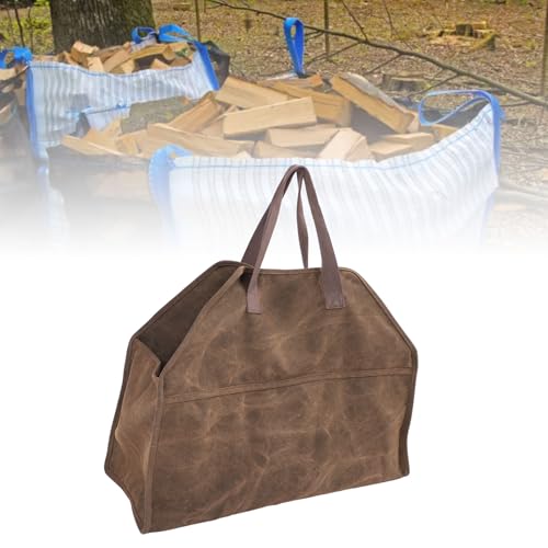Sac à bûches en toile grand format pour transporter le bois sans débris