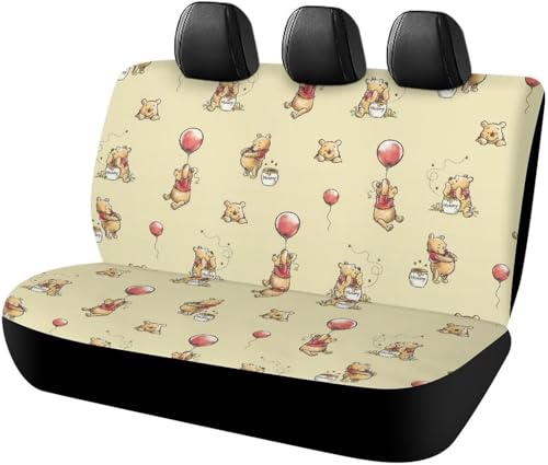 くまのプーさん (3) アニメ カーシートカバー 車シートカバー 後部座席用 シート保護 おしゃれ カー用品 軽/普通車 汎用 後席クッションカバー キャラクター 四季通用