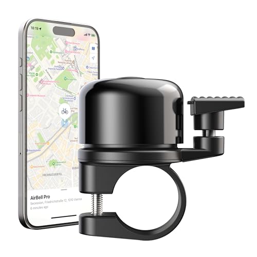 AirBell Pro - Fahrradklingel mit integriertem Tracker für Apple Find My Netzwerk, AirTag Alternative (22.2mm Standard Lenker)